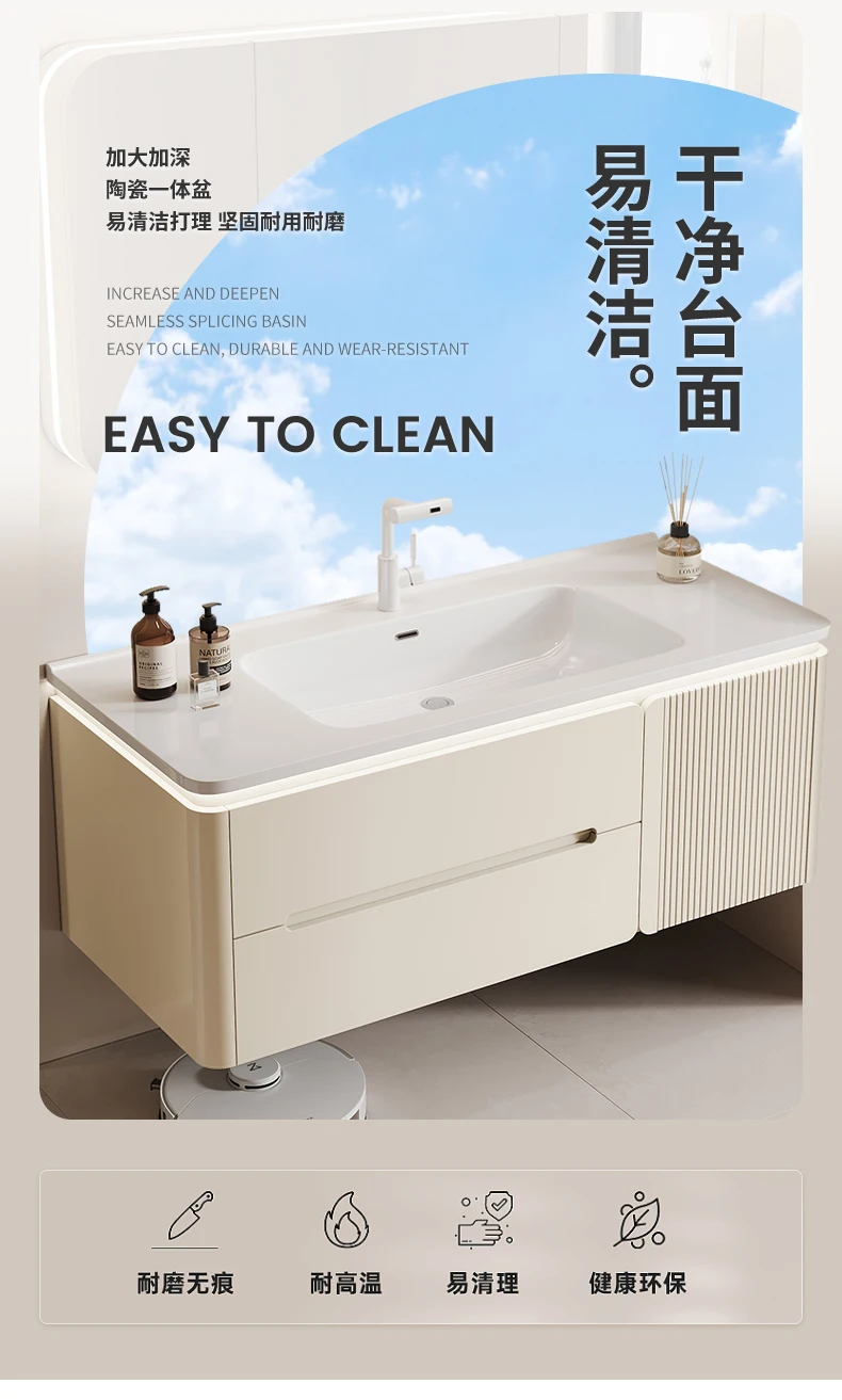 YL17 Integrated Storage Bathroom Cabinet Organized Oak Wood Shower Organizer Bathroom Cabinet Makeup Mirror Mobile Bagno Furnitu