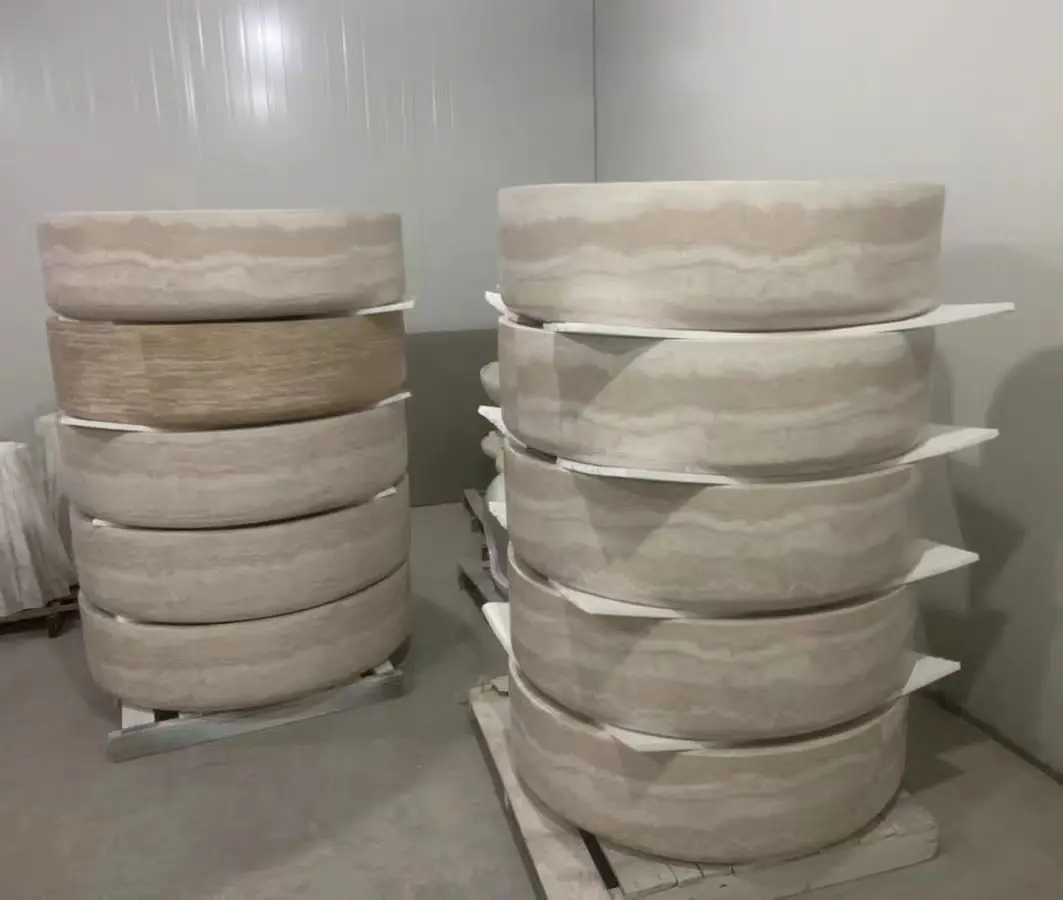 Modern Artistic Travertine Table Living Room Household Furniture Designer Selection Round Marble Tea Table Optional Side Table