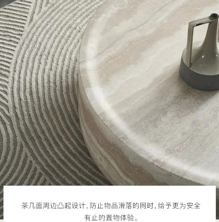 Modern Artistic Travertine Table Living Room Household Furniture Designer Selection Round Marble Tea Table Optional Side Table