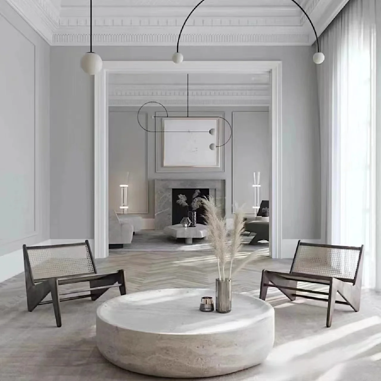 Modern Artistic Travertine Table Living Room Household Furniture Designer Selection Round Marble Tea Table Optional Side Table