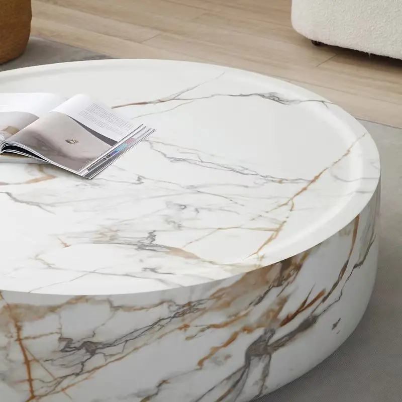 Modern Artistic Travertine Table Living Room Household Furniture Designer Selection Round Marble Tea Table Optional Side Table