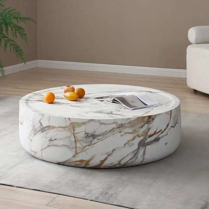 Modern Artistic Travertine Table Living Room Household Furniture Designer Selection Round Marble Tea Table Optional Side Table