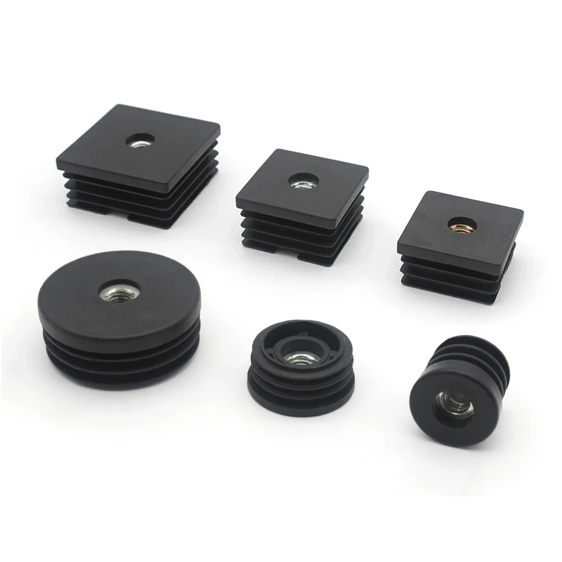  Black/Transparent Adjustable Screw M8 M10 Black Square Round Plastic Pipe Plugs Anti Slip Shock Absorber Leveling Foot Pad