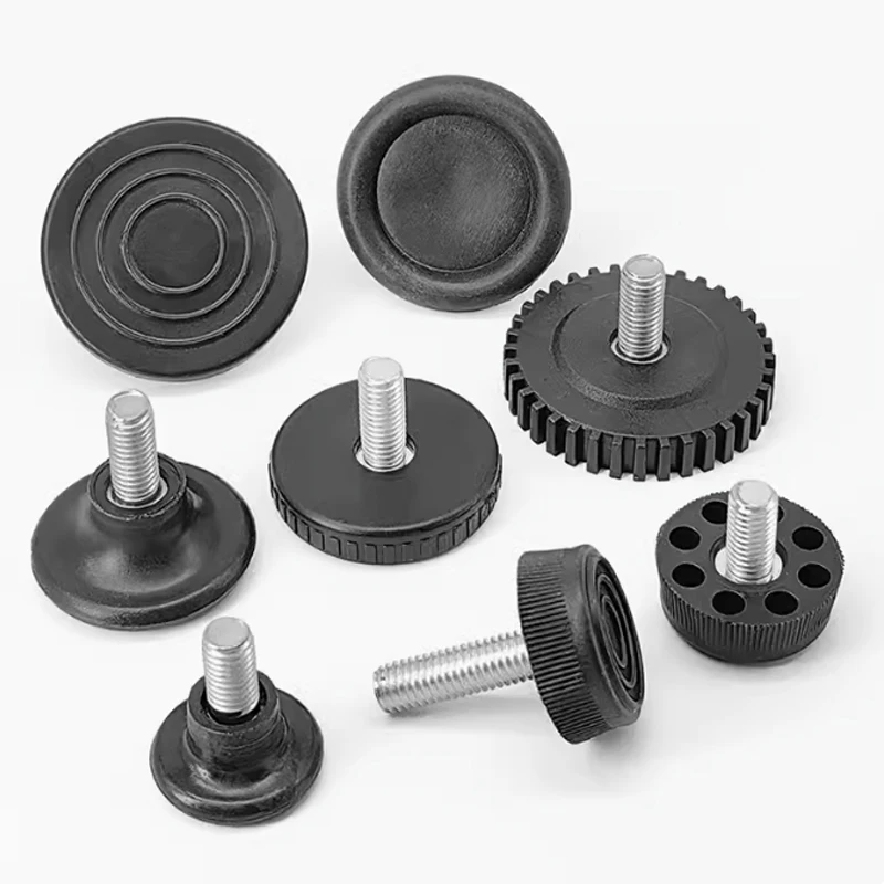  Black/Transparent Adjustable Screw M8 M10 Black Square Round Plastic Pipe Plugs Anti Slip Shock Absorber Leveling Foot Pad