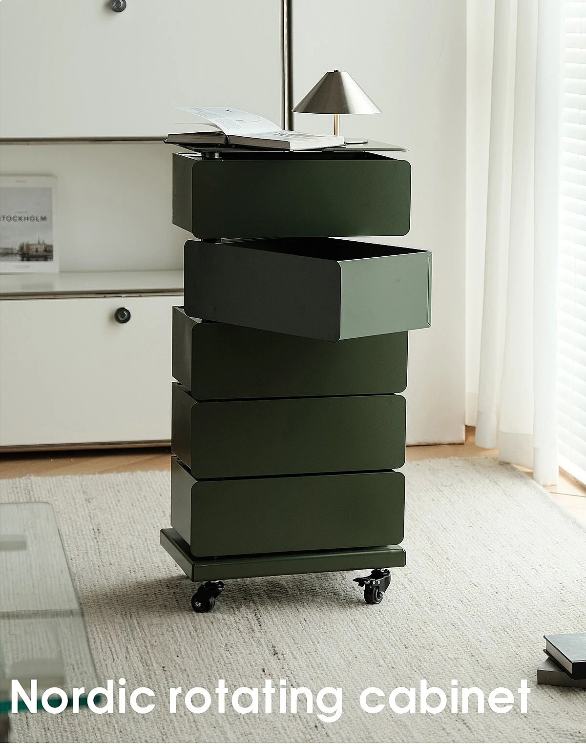 Locker Creative Rotating Movable Modern Simple Bedside Table Storage Side Cabinet