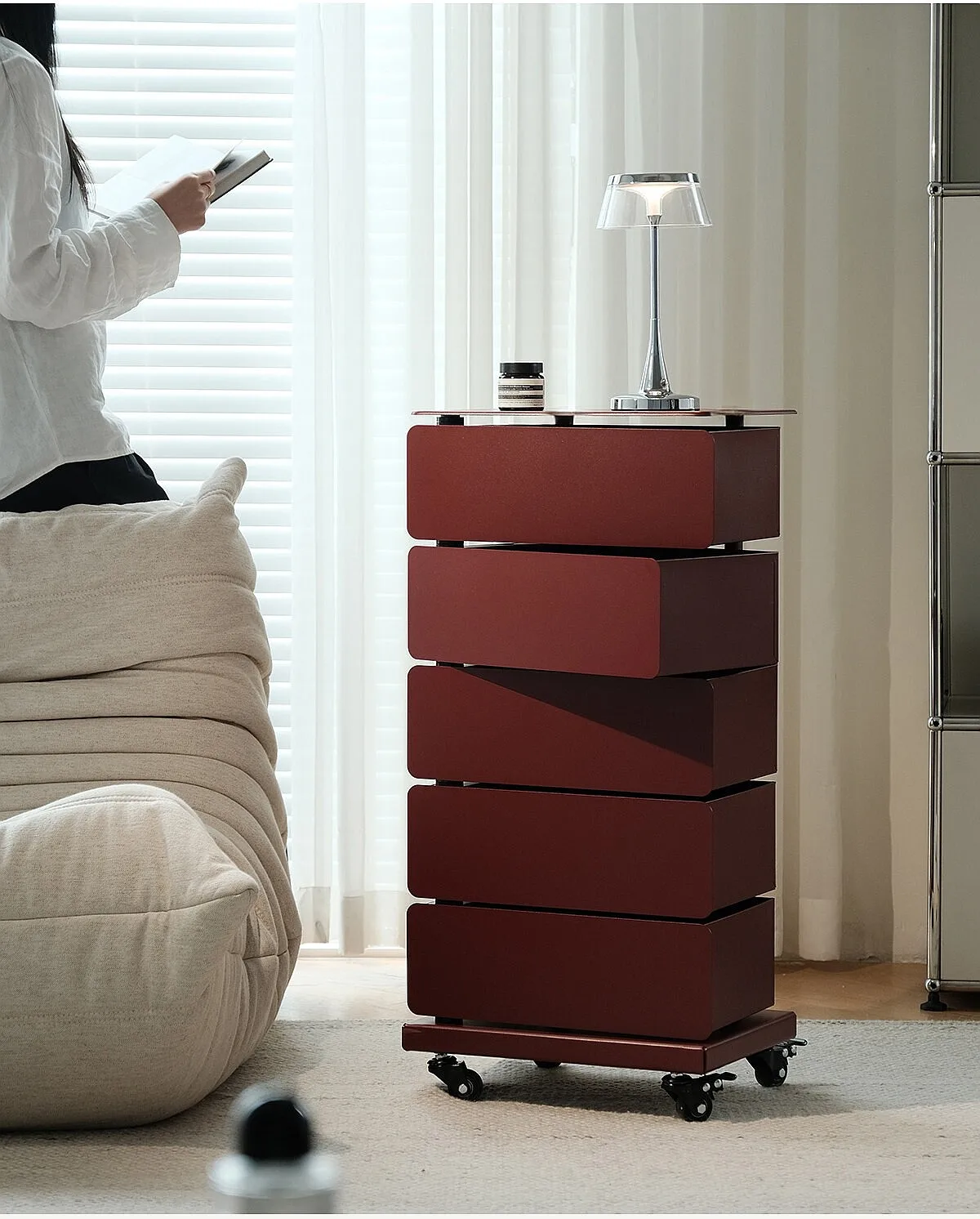 Locker Creative Rotating Movable Modern Simple Bedside Table Storage Side Cabinet