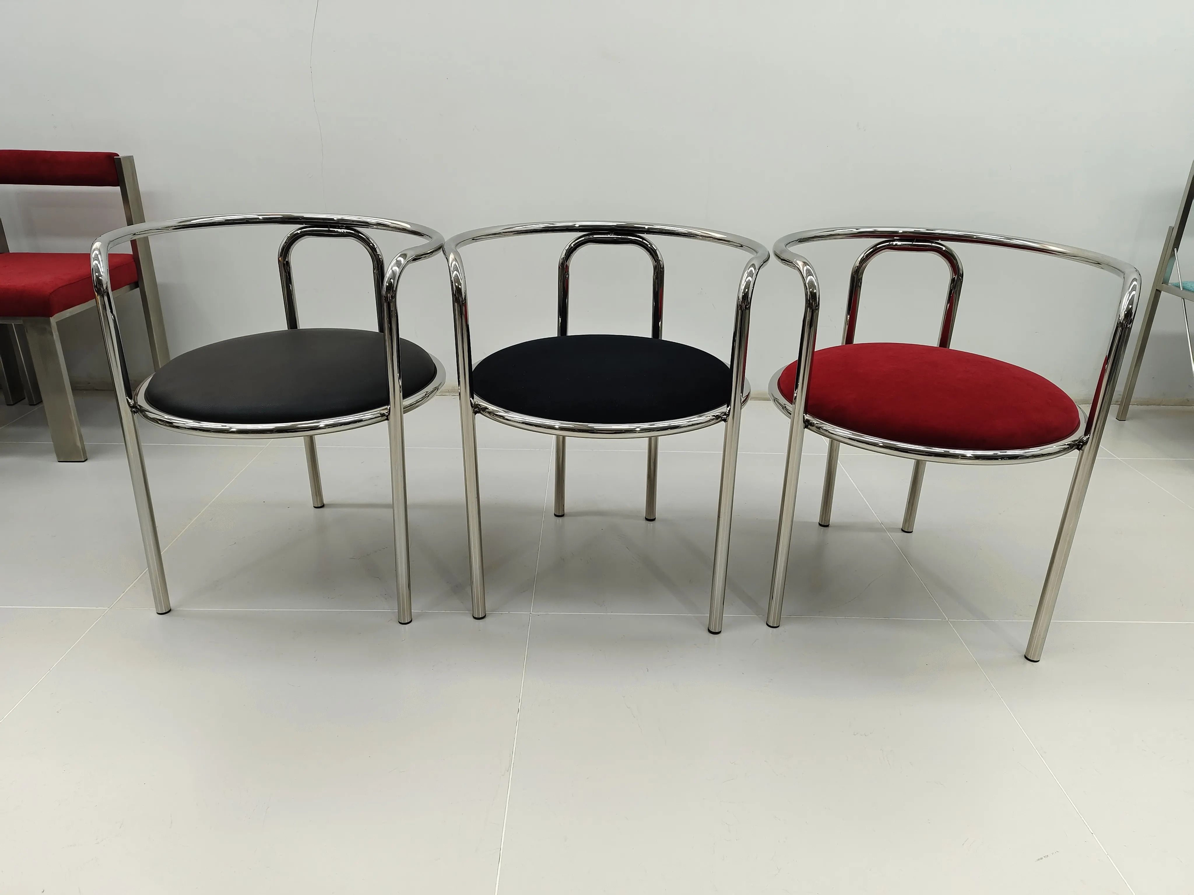 Stainless Steel Armchair with Backrest for Home, Minimalist Single Leisure Chair for Living Room, Modern Accent Seat for Bedroom
