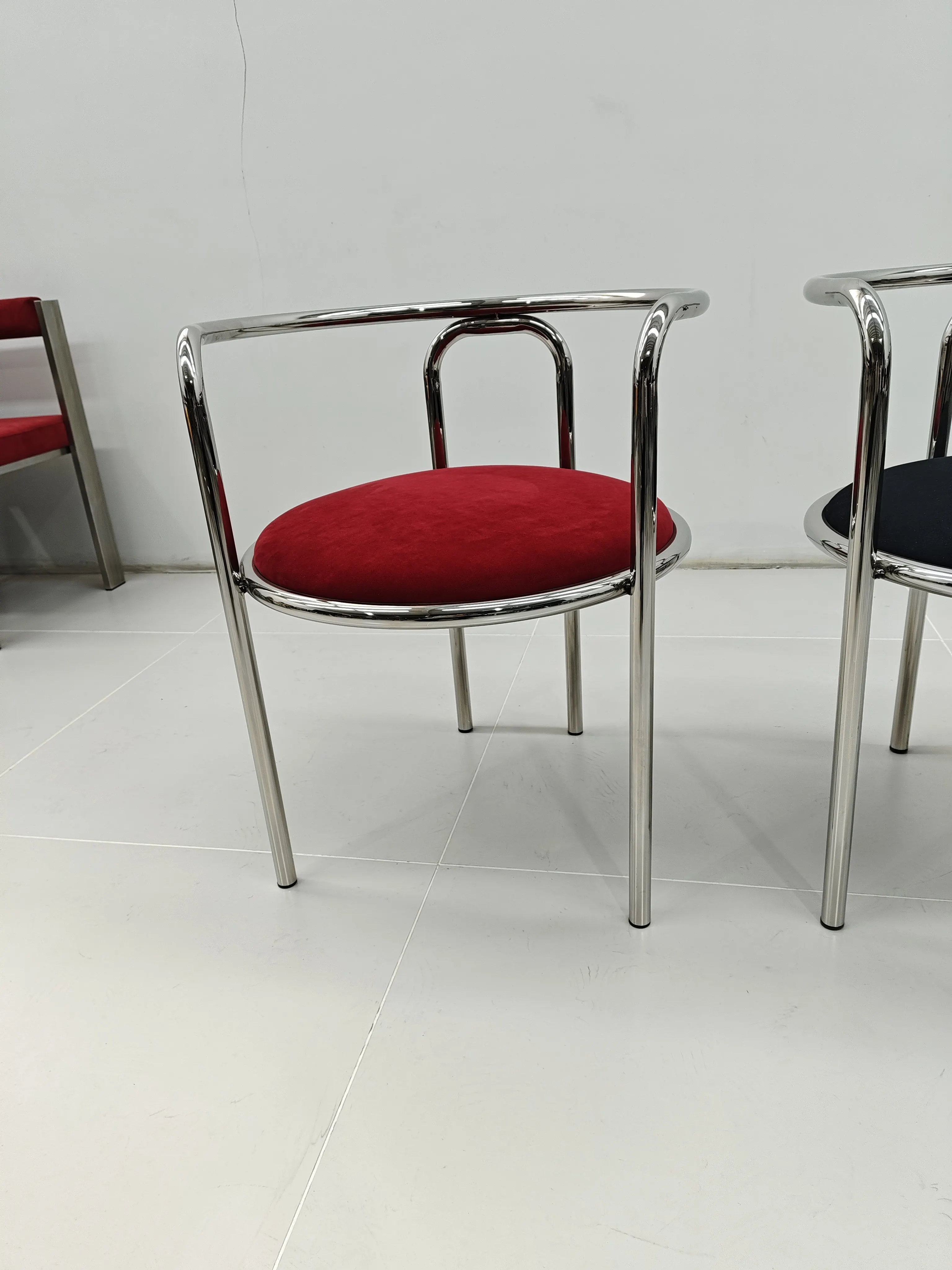 Stainless Steel Armchair with Backrest for Home, Minimalist Single Leisure Chair for Living Room, Modern Accent Seat for Bedroom