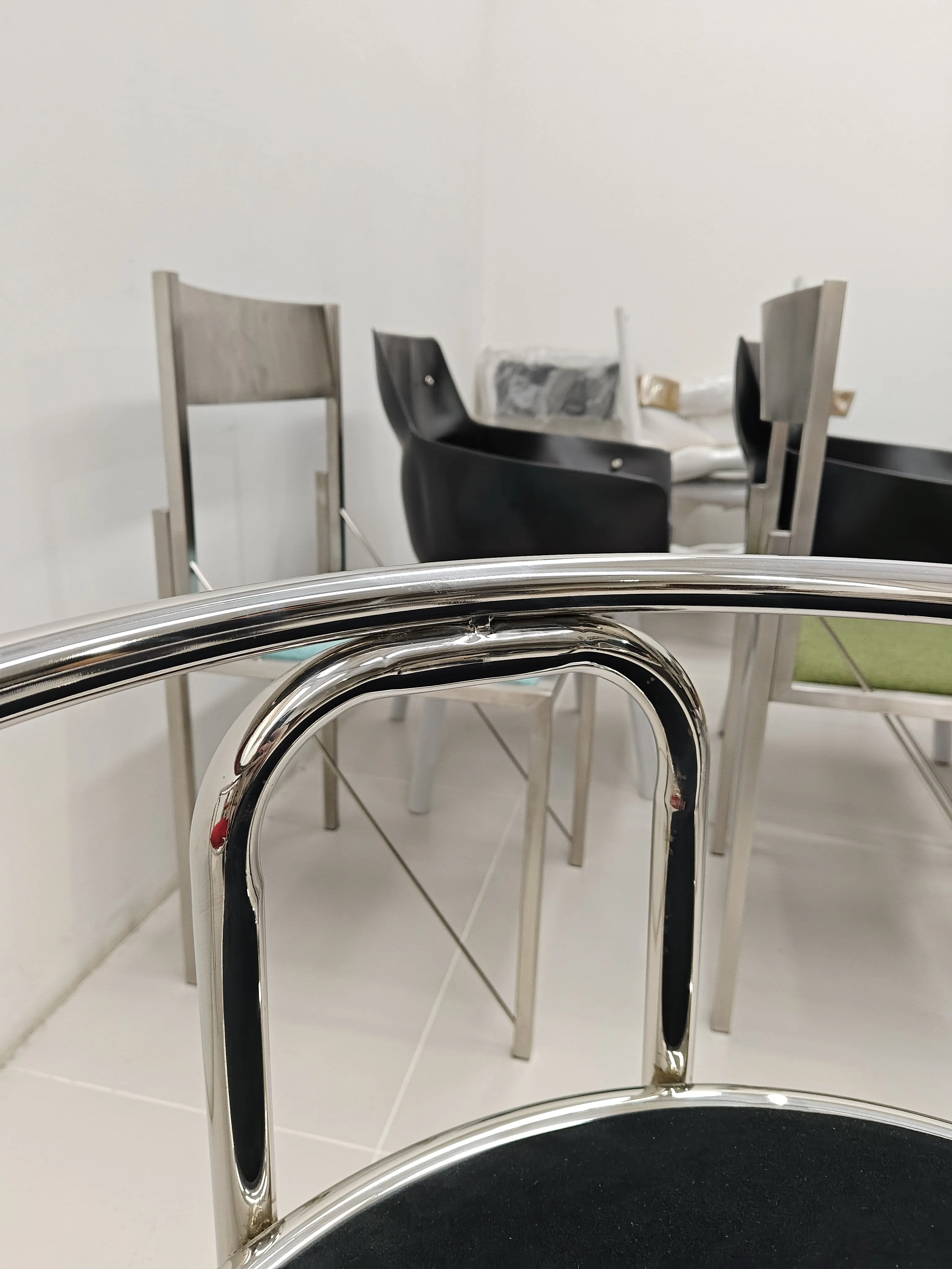 Stainless Steel Armchair with Backrest for Home, Minimalist Single Leisure Chair for Living Room, Modern Accent Seat for Bedroom
