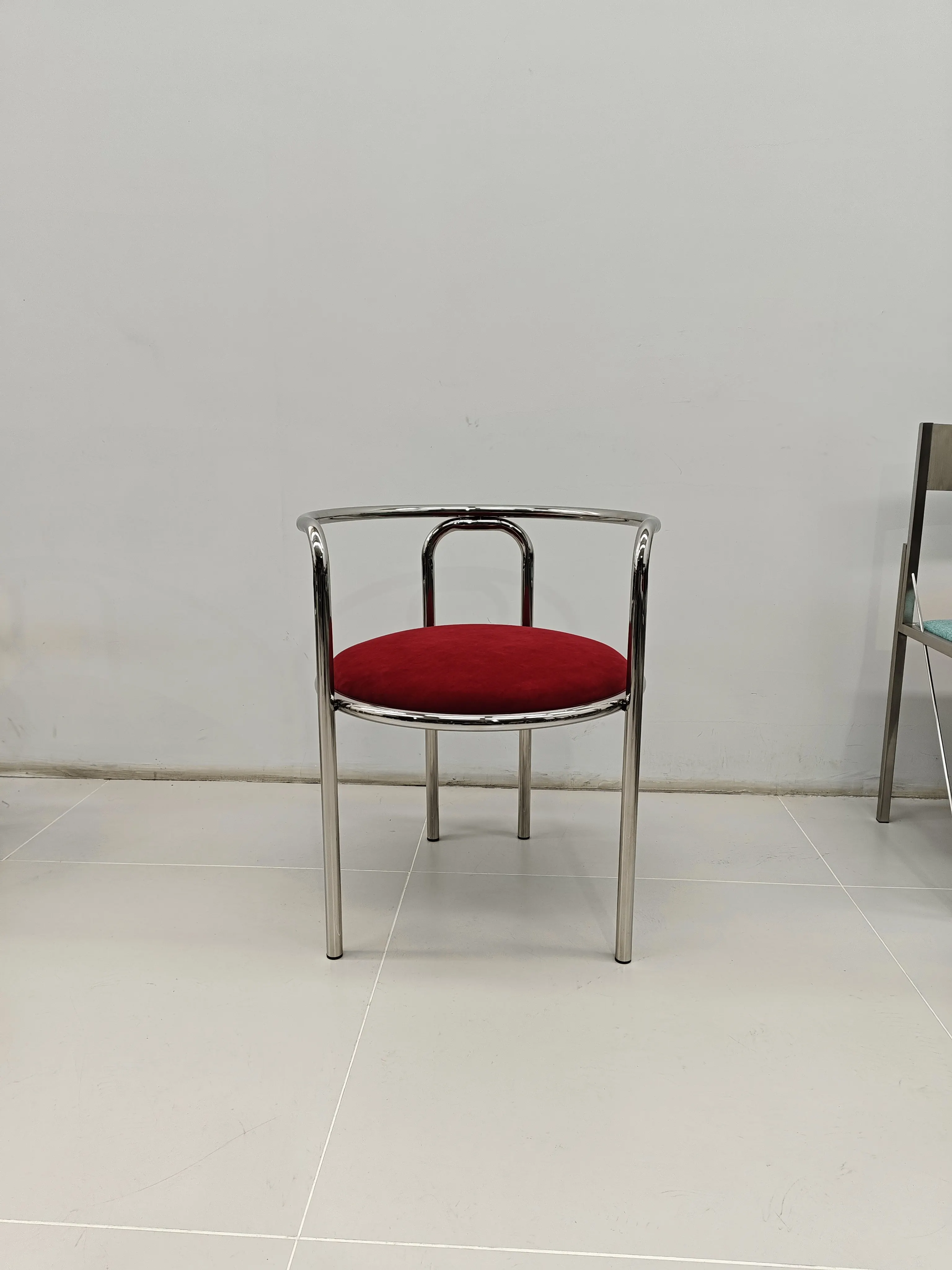 Stainless Steel Armchair with Backrest for Home, Minimalist Single Leisure Chair for Living Room, Modern Accent Seat for Bedroom