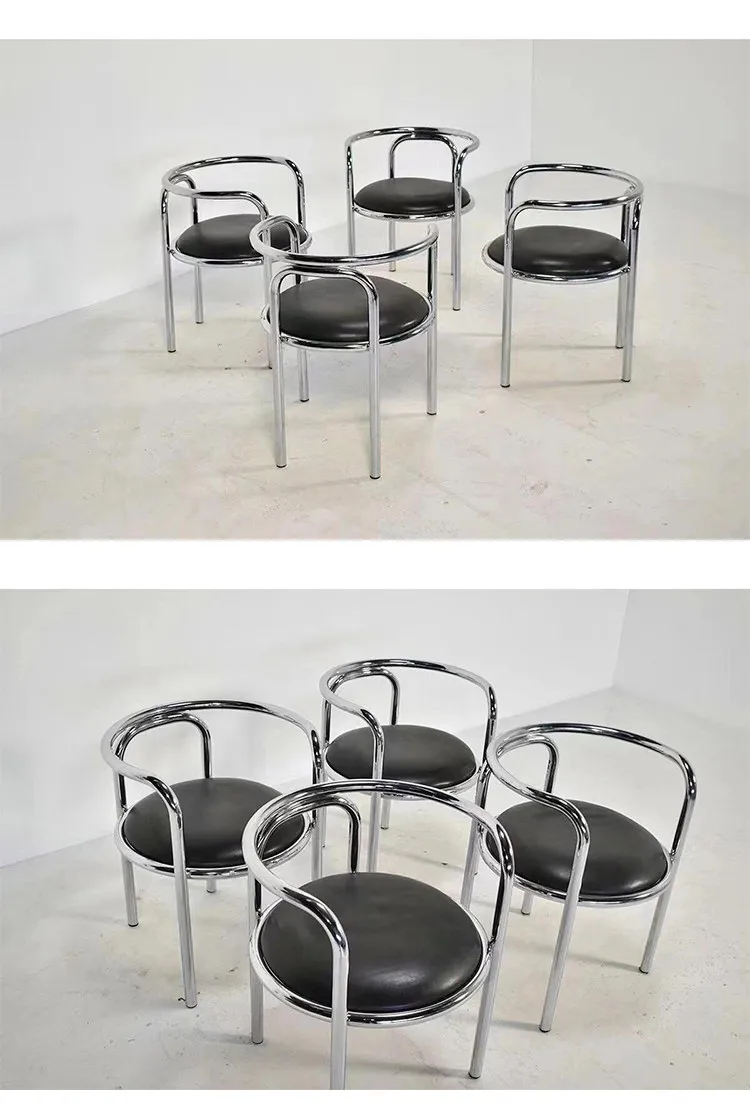 Stainless Steel Armchair with Backrest for Home, Minimalist Single Leisure Chair for Living Room, Modern Accent Seat for Bedroom