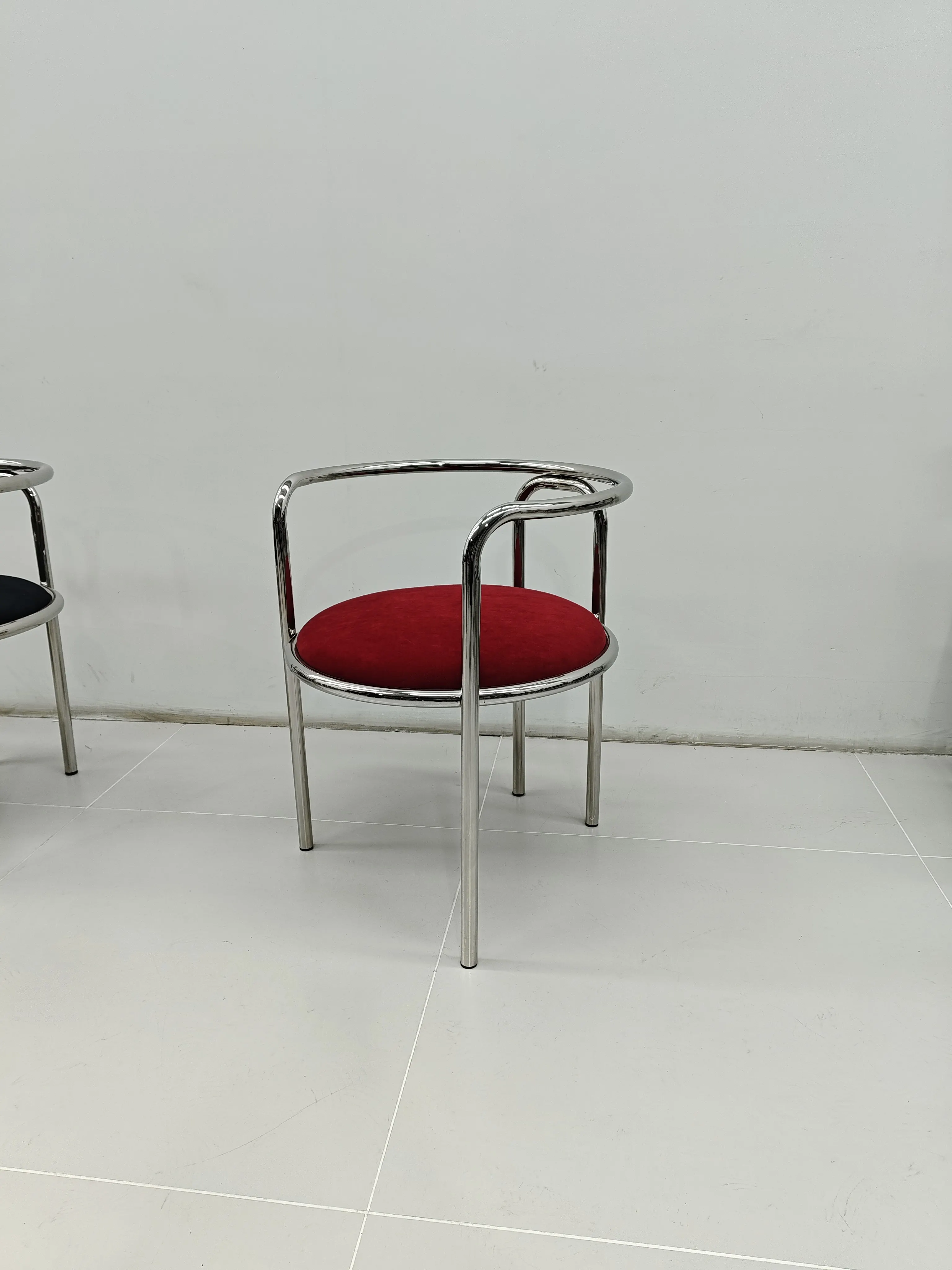 Stainless Steel Armchair with Backrest for Home, Minimalist Single Leisure Chair for Living Room, Modern Accent Seat for Bedroom