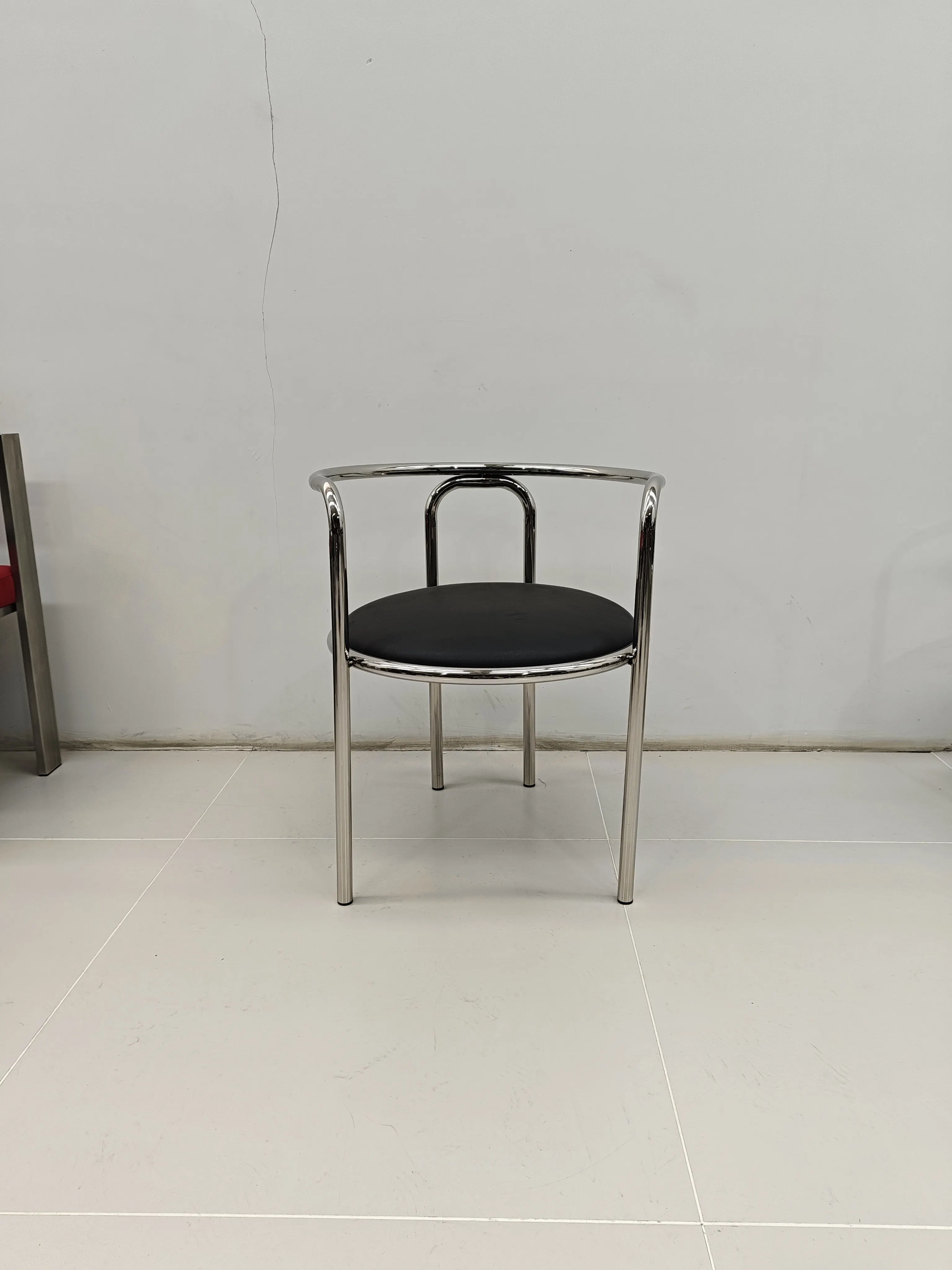 Stainless Steel Armchair with Backrest for Home, Minimalist Single Leisure Chair for Living Room, Modern Accent Seat for Bedroom