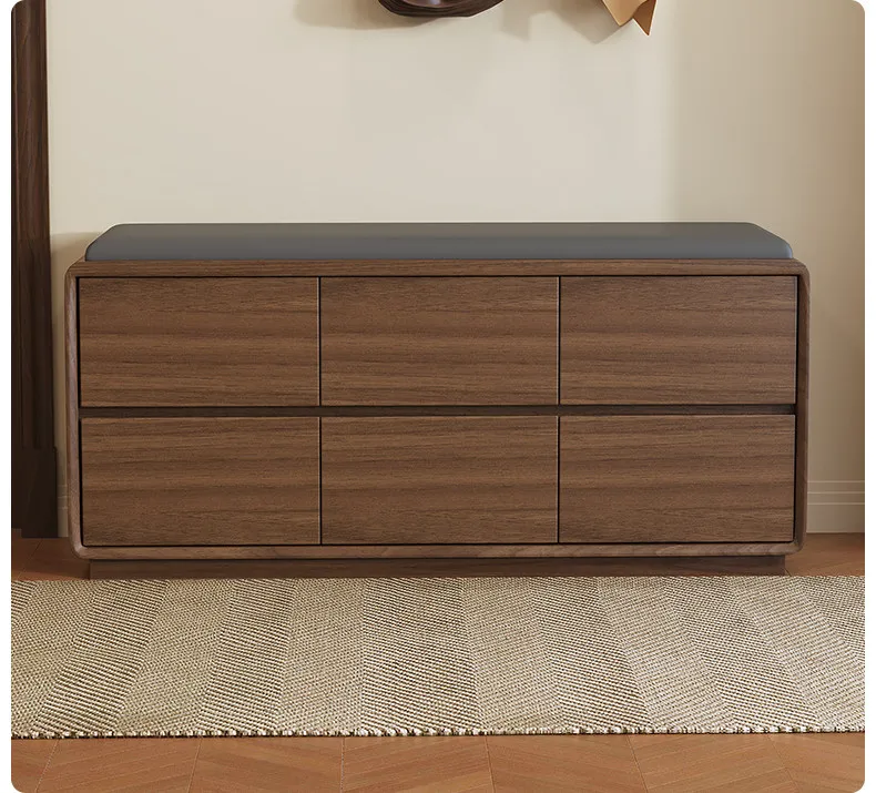 Shoe Cabinet Entrance Household Integrated Shoe Change Stool Soft Bag Leather Large Capacity Solid Wood Storage Stool Cabinet