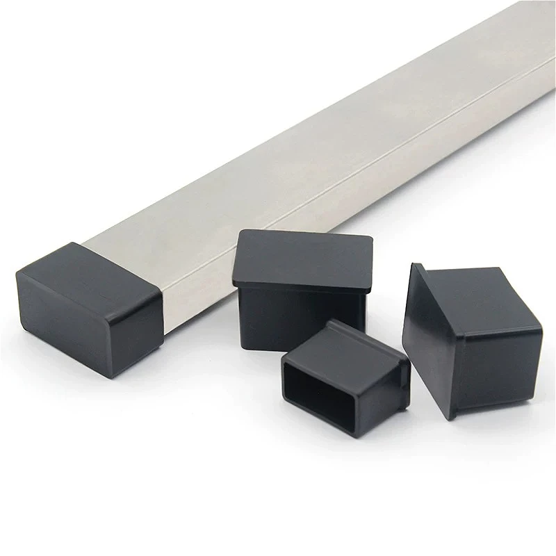 Black Square PVC Soft Chair Leg Caps Furniture Feet Covers Socks Table Pipe Plugs Waterproof Leveling Feet Floor Protector Pads