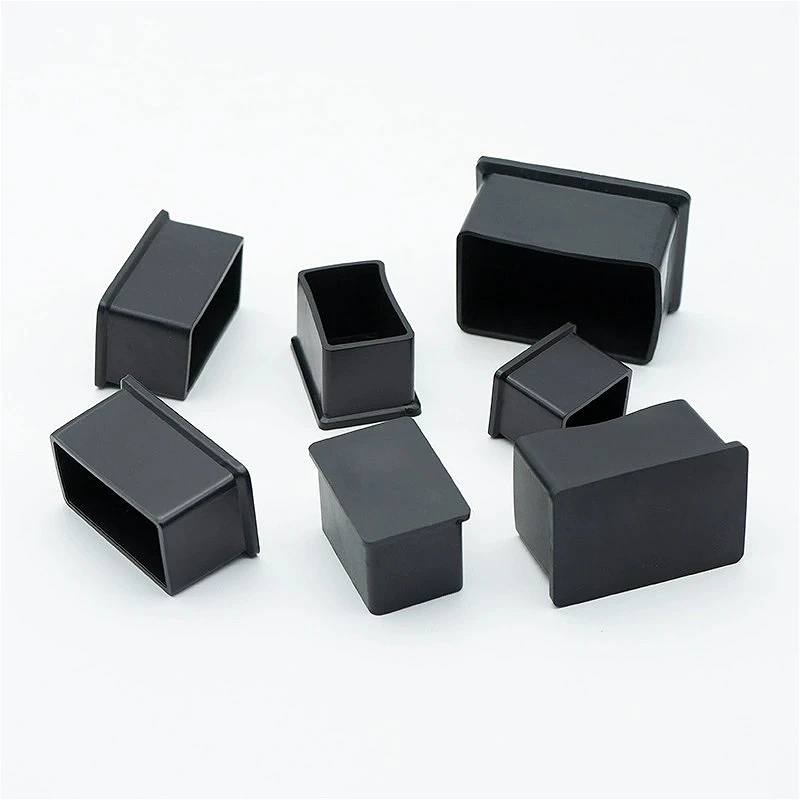 Black Square PVC Soft Chair Leg Caps Furniture Feet Covers Socks Table Pipe Plugs Waterproof Leveling Feet Floor Protector Pads