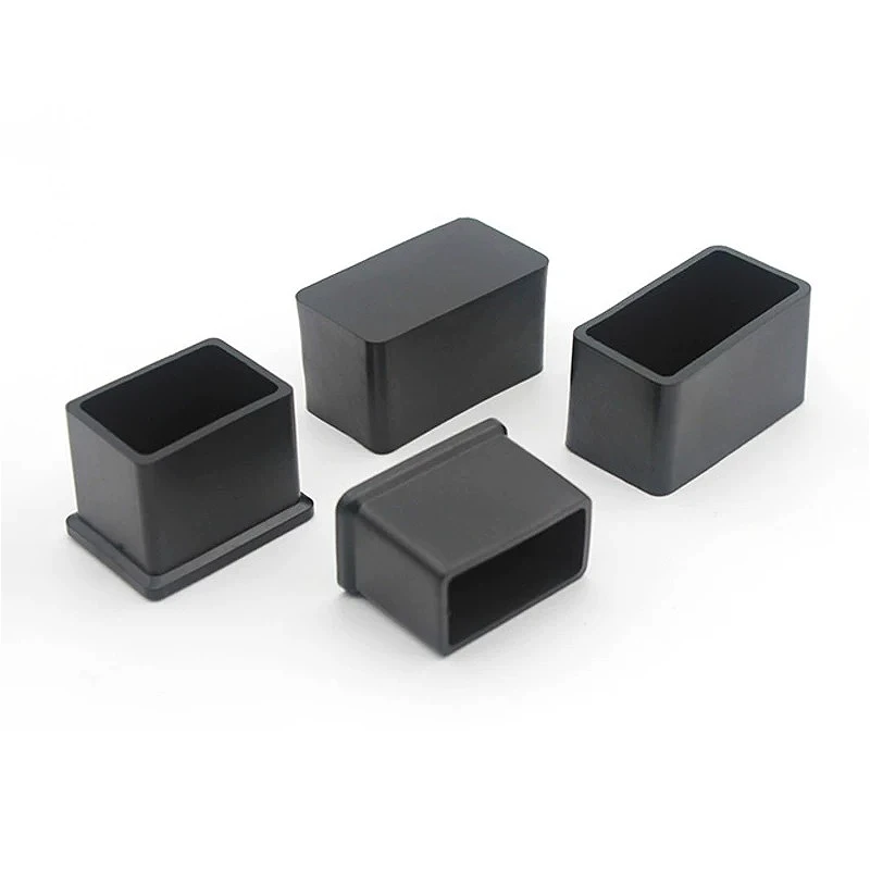 Black Square PVC Soft Chair Leg Caps Furniture Feet Covers Socks Table Pipe Plugs Waterproof Leveling Feet Floor Protector Pads