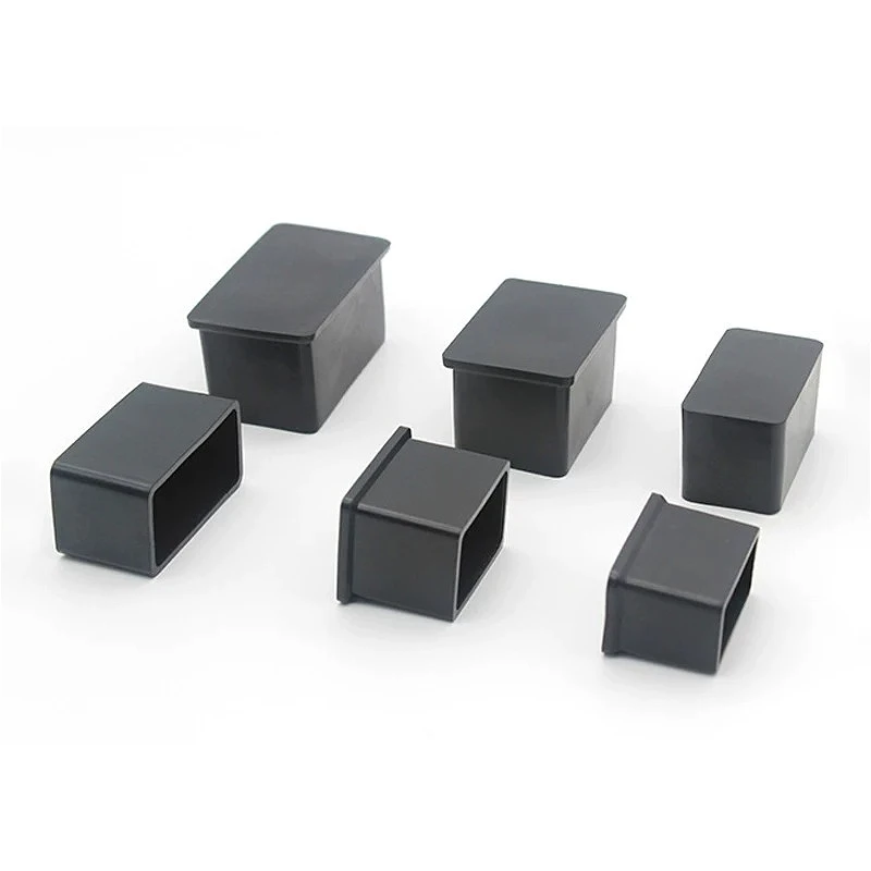 Black Square PVC Soft Chair Leg Caps Furniture Feet Covers Socks Table Pipe Plugs Waterproof Leveling Feet Floor Protector Pads