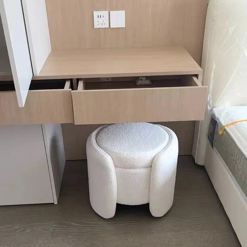 Makeup Vanity Stool With Storage Dressing Stool Household Shoe Changing Stool Ottoman Seat Footrest For Home Living Room Bedroom