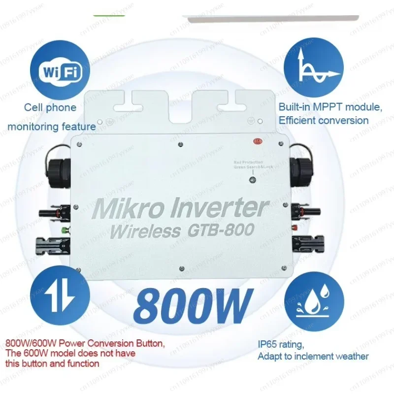 Household Balcony Solar Power GTB 800 Micro Inverter 800W Output IP65 Waterproof WiFi Smart Grid Connected Inverter
