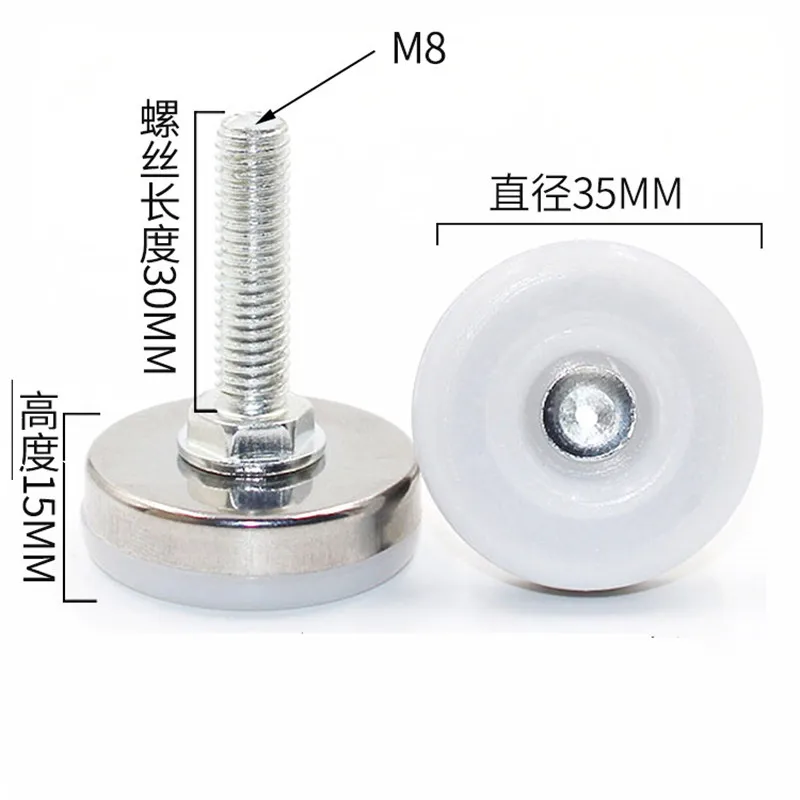 8 Pairs M8 35mm Furniture Levelers Table Leveling Foot Adjustable W/T-Nuts (8 PCS Furniture Leg Screws & 8 PCS T-Nuts)