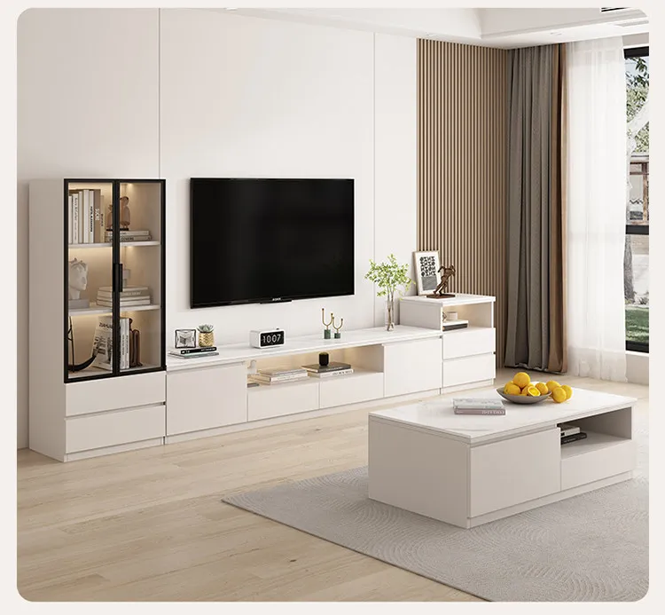 Living Room Furniture Rock Slab TV Cabinet Living Room Solid Wood Drawers Entertainment Display Floor Mid Century Tv Stands