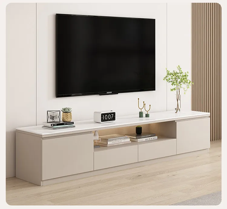 Living Room Furniture Rock Slab TV Cabinet Living Room Solid Wood Drawers Entertainment Display Floor Mid Century Tv Stands