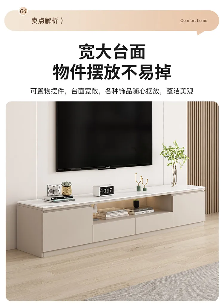 Living Room Furniture Rock Slab TV Cabinet Living Room Solid Wood Drawers Entertainment Display Floor Mid Century Tv Stands