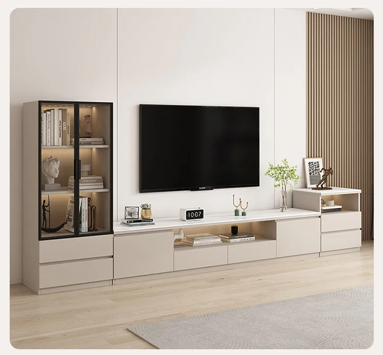 Living Room Furniture Rock Slab TV Cabinet Living Room Solid Wood Drawers Entertainment Display Floor Mid Century Tv Stands