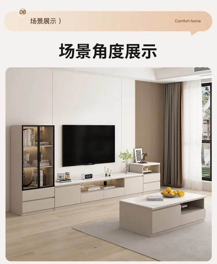 Living Room Furniture Rock Slab TV Cabinet Living Room Solid Wood Drawers Entertainment Display Floor Mid Century Tv Stands