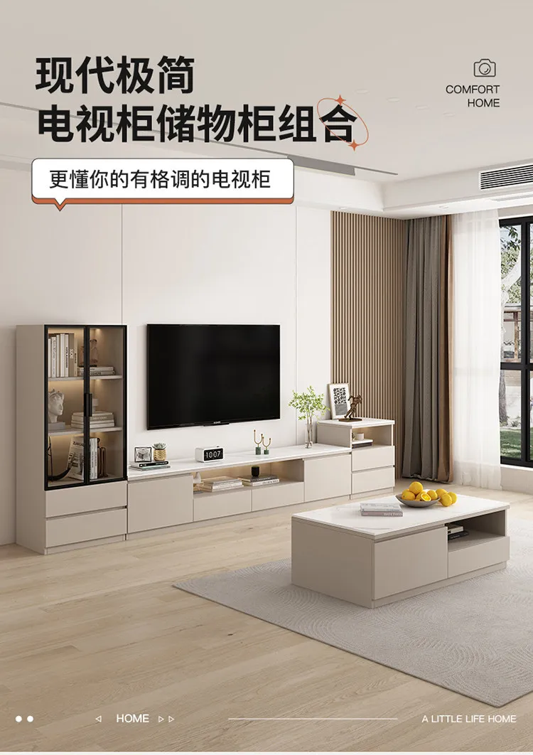 Living Room Furniture Rock Slab TV Cabinet Living Room Solid Wood Drawers Entertainment Display Floor Mid Century Tv Stands