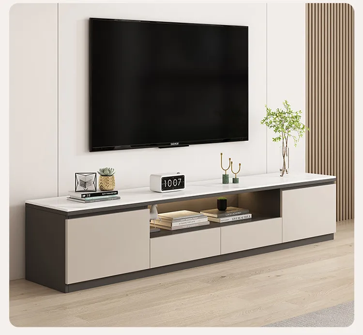 Living Room Furniture Rock Slab TV Cabinet Living Room Solid Wood Drawers Entertainment Display Floor Mid Century Tv Stands