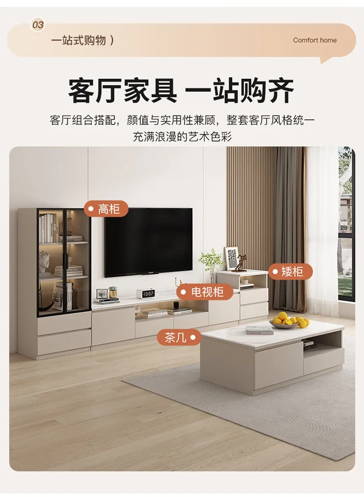 Living Room Furniture Rock Slab TV Cabinet Living Room Solid Wood Drawers Entertainment Display Floor Mid Century Tv Stands
