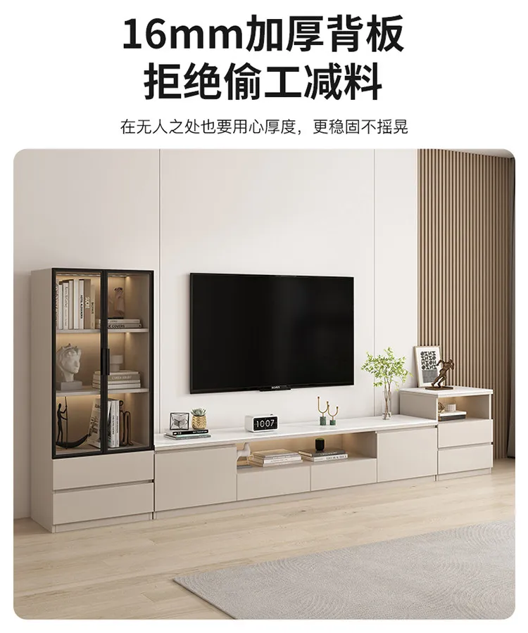 Living Room Furniture Rock Slab TV Cabinet Living Room Solid Wood Drawers Entertainment Display Floor Mid Century Tv Stands