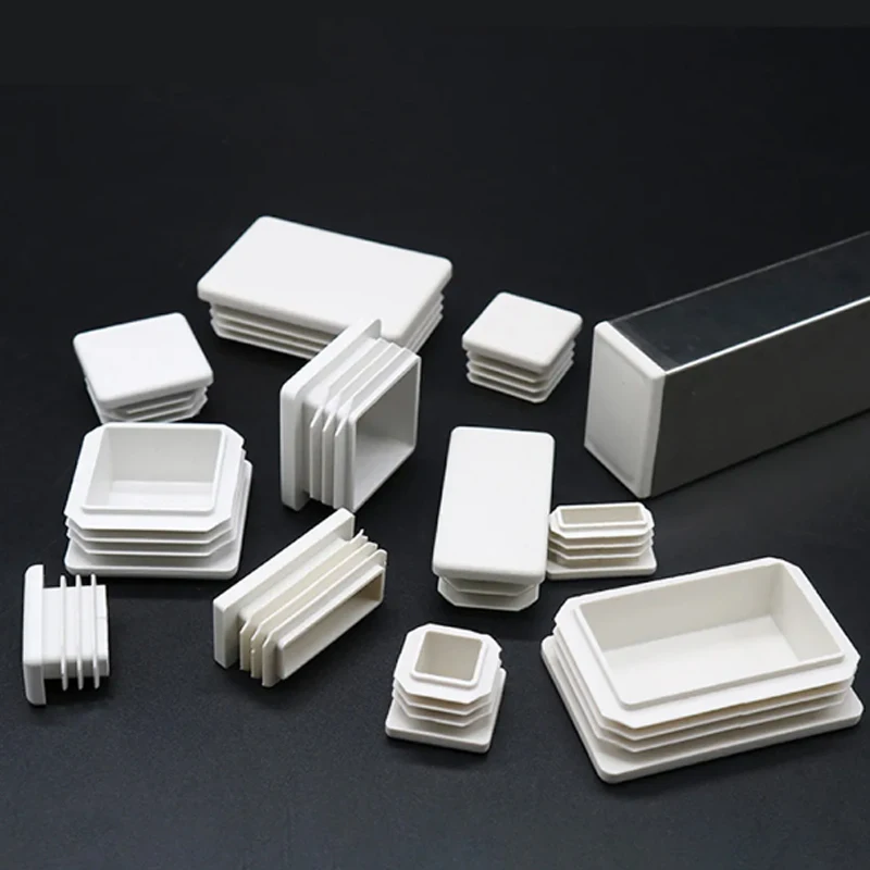 White Plastic Square/ Rectangle Blanking End Cap Anti-slip Tube Inner Plug 15x15mm~100x100mm