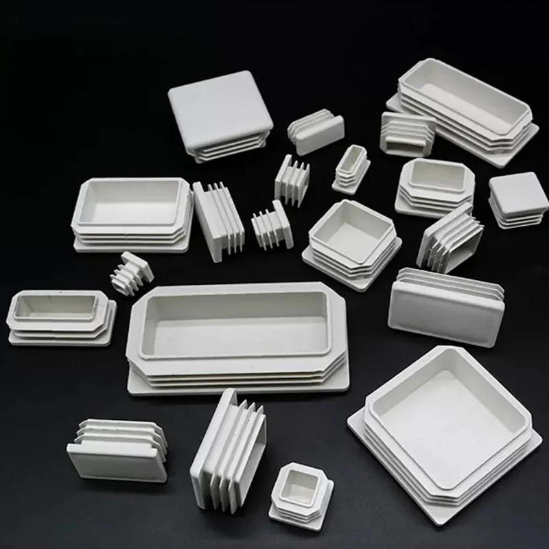 White Plastic Square/ Rectangle Blanking End Cap Anti-slip Tube Inner Plug 15x15mm~100x100mm