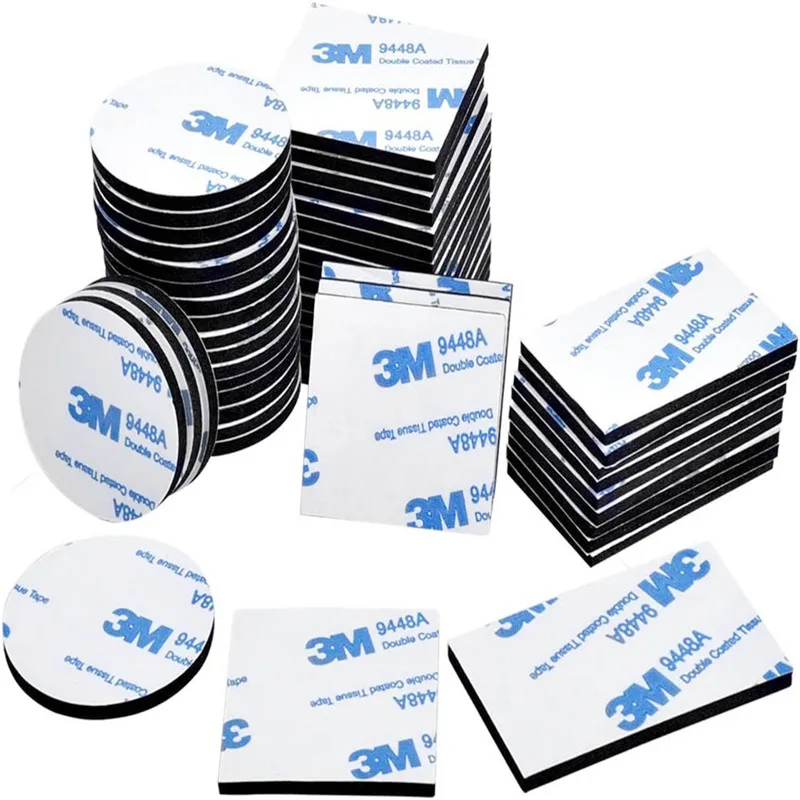 500Pcs Double Sided Strong Adhesive Tape EVA Foam Self Mounting Sticky Pad With Glue Wall stickers Round Rectangl Black White