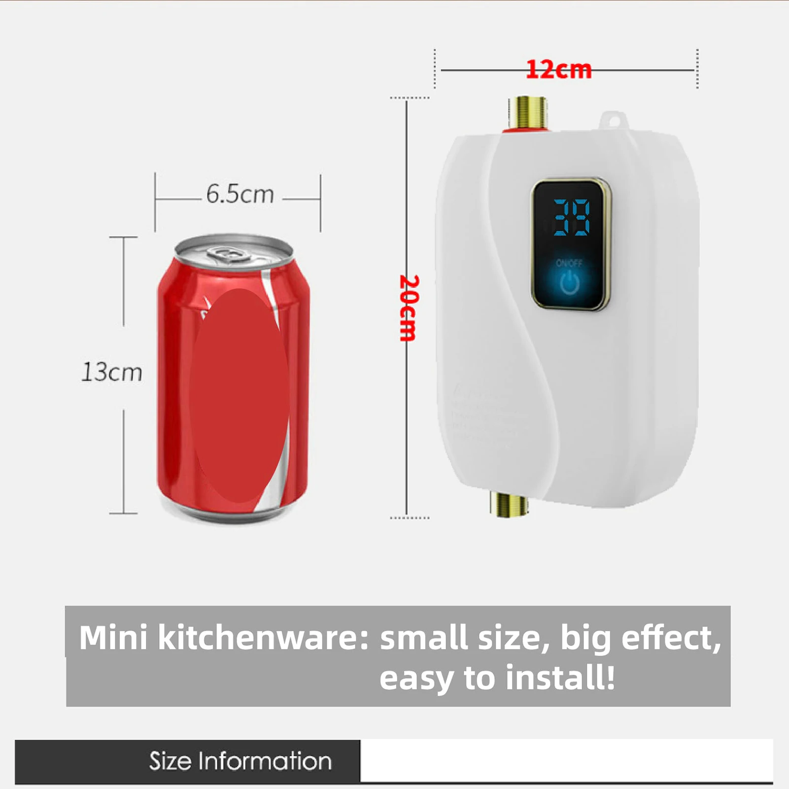 Instant Water Heater 220V 3500W White Mini Electric Tankless Hot Water Heater with LCD Display for Shower Bathroom Kitchen
