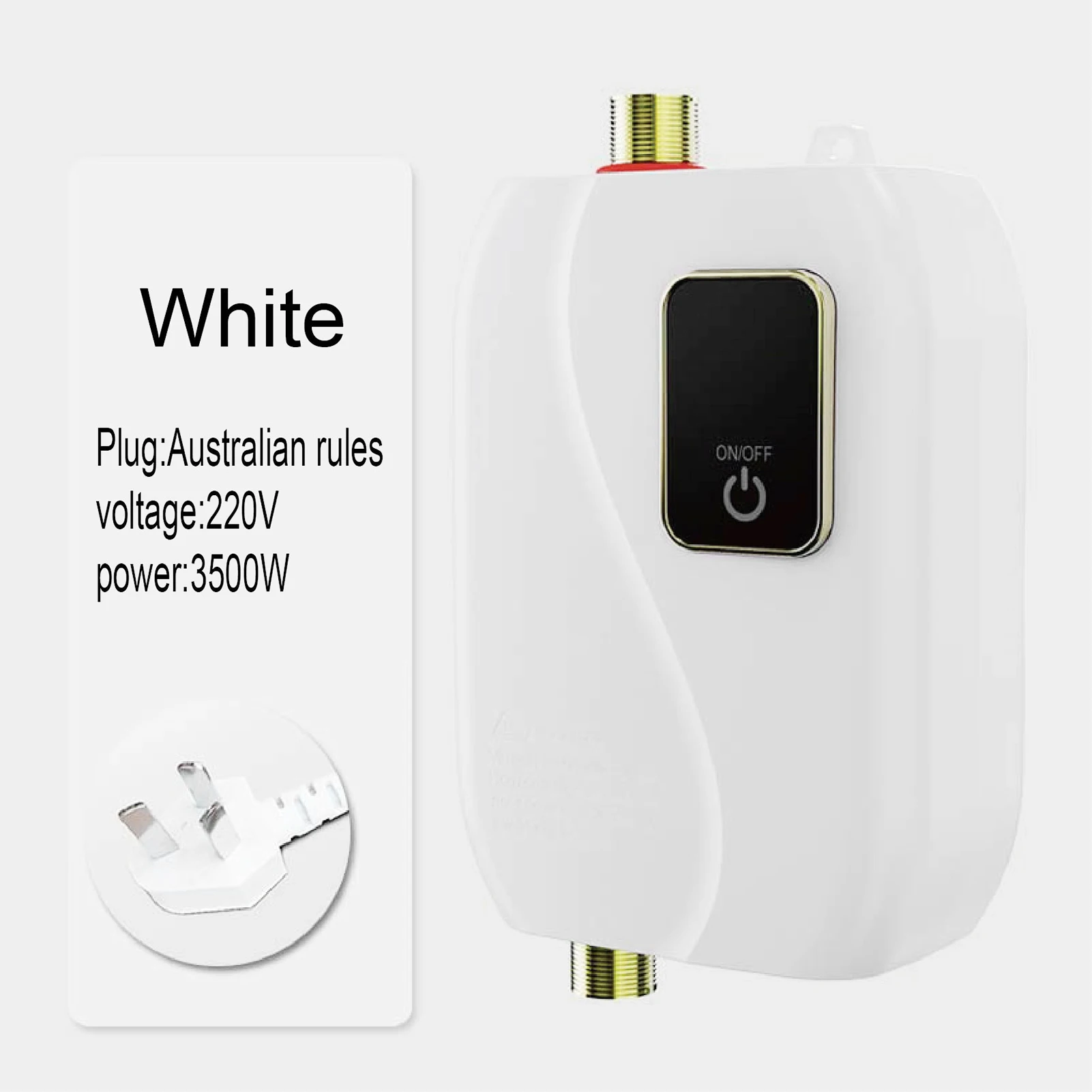 Instant Water Heater 220V 3500W White Mini Electric Tankless Hot Water Heater with LCD Display for Shower Bathroom Kitchen