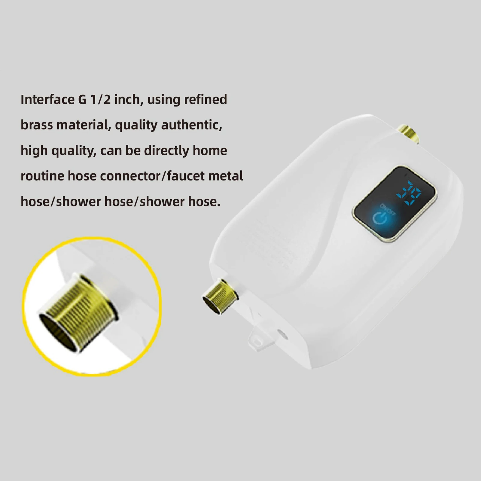 Instant Water Heater 220V 3500W White Mini Electric Tankless Hot Water Heater with LCD Display for Shower Bathroom Kitchen