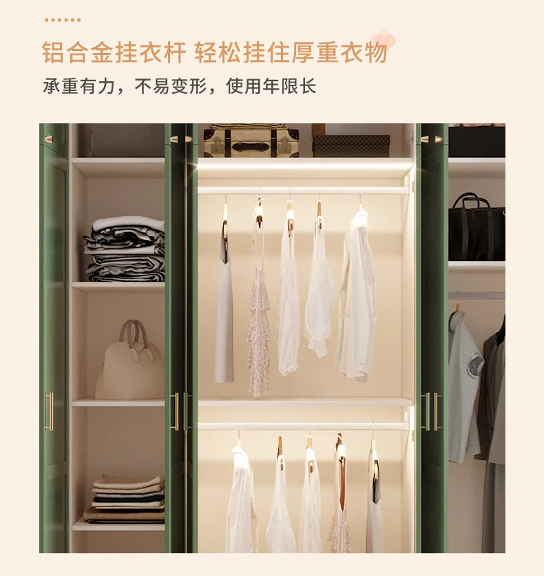 American Children Bedroom Wardrobe Green French Cream European Storage Open Closet Cabinets Clothes 2025 Armario Furniture