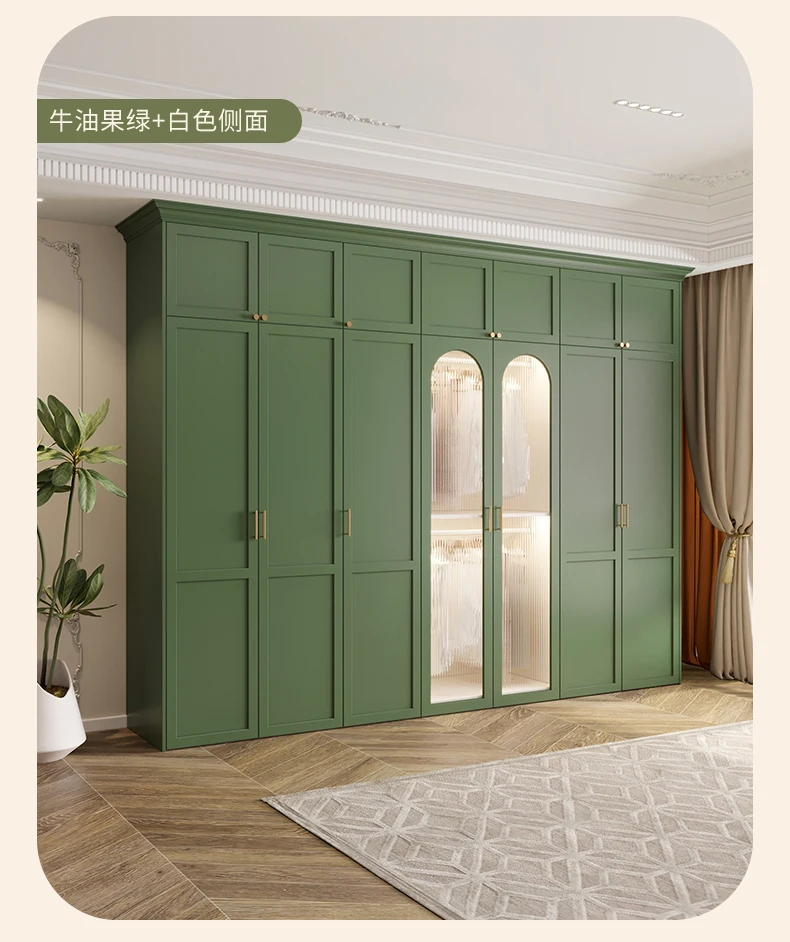 American Children Bedroom Wardrobe Green French Cream European Storage Open Closet Cabinets Clothes 2025 Armario Furniture
