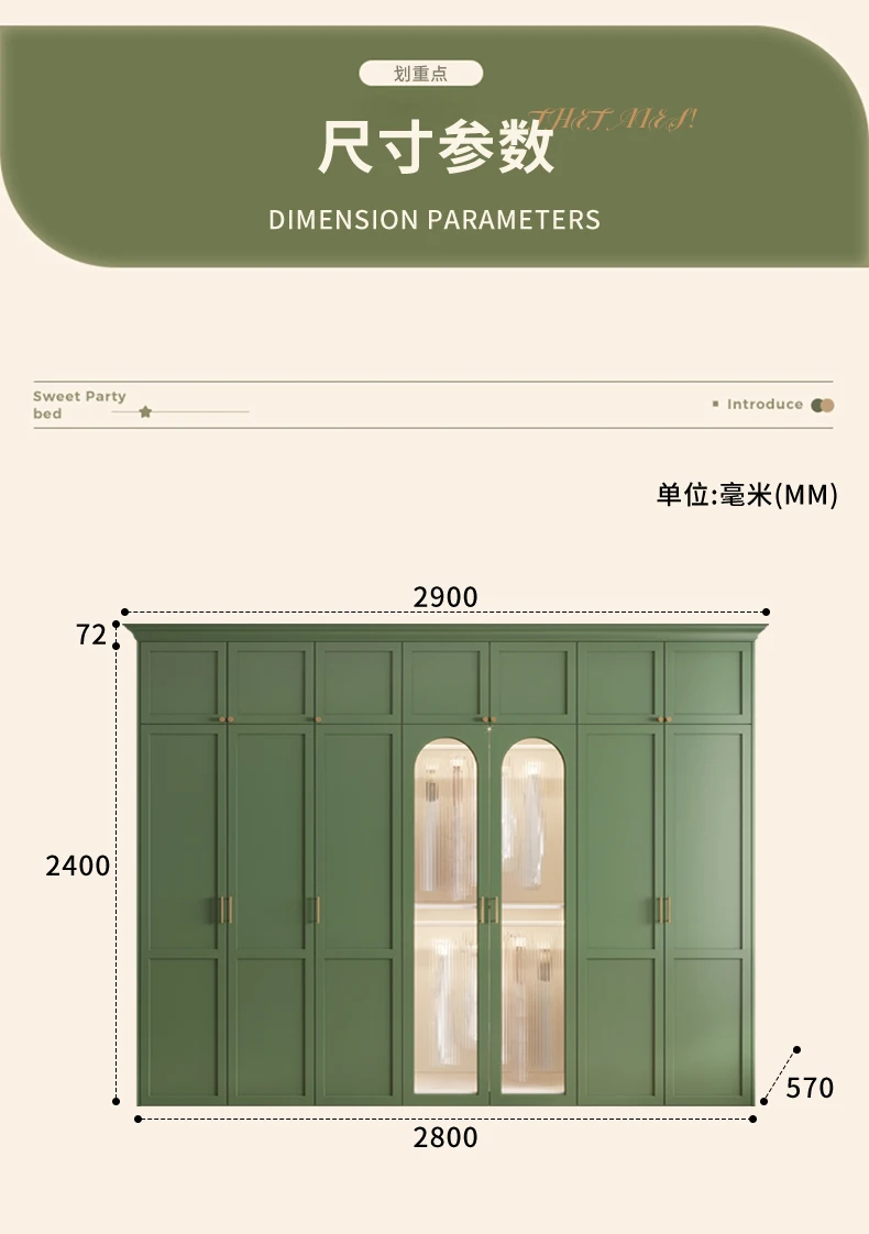 American Children Bedroom Wardrobe Green French Cream European Storage Open Closet Cabinets Clothes 2025 Armario Furniture