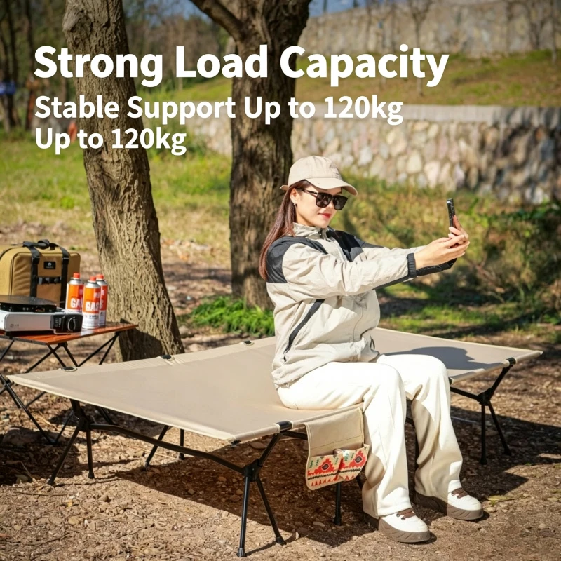 Outdoor Camping Folding Cot Portable Aluminum Bed 90cm Width Light Design For Travel Camping Home Daily Napping