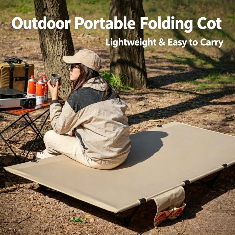Outdoor Camping Folding Cot Portable Aluminum Bed 90cm Width Light Design For Travel Camping Home Daily Napping