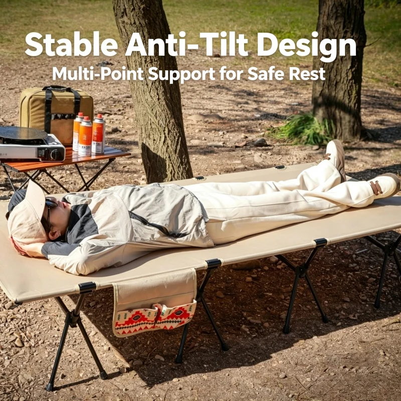 Outdoor Camping Folding Cot Portable Aluminum Bed 90cm Width Light Design For Travel Camping Home Daily Napping