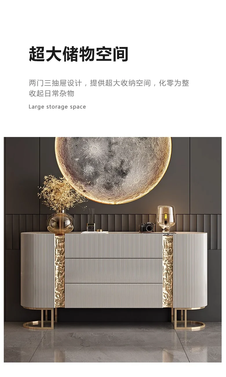 HH 88.Italian porch cabinet light luxury dining side cabinet solid wood entry shoe cabinet villa living room