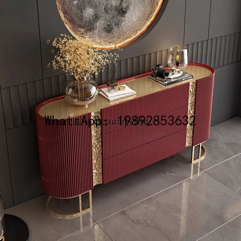 HH 88.Italian porch cabinet light luxury dining side cabinet solid wood entry shoe cabinet villa living room