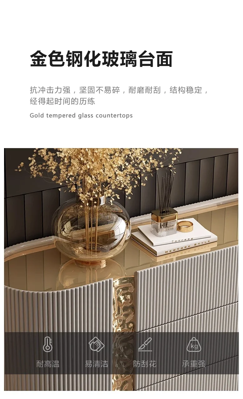 HH 88.Italian porch cabinet light luxury dining side cabinet solid wood entry shoe cabinet villa living room