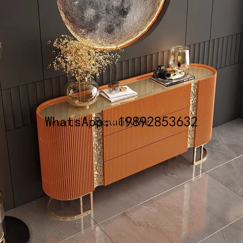 HH 88.Italian porch cabinet light luxury dining side cabinet solid wood entry shoe cabinet villa living room
